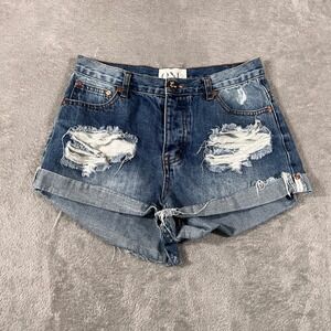 ONE‎ by T Teaspoon Denim Shorts Womens Size 27 Blue Distressed Ripped Cuffed